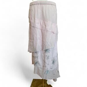 100% cotton light pink tiered midi skirt Sz. EU 40